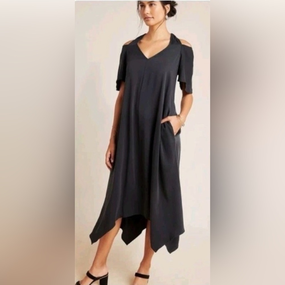 Anthropologie Cold Shoulder Midi Dress Size M